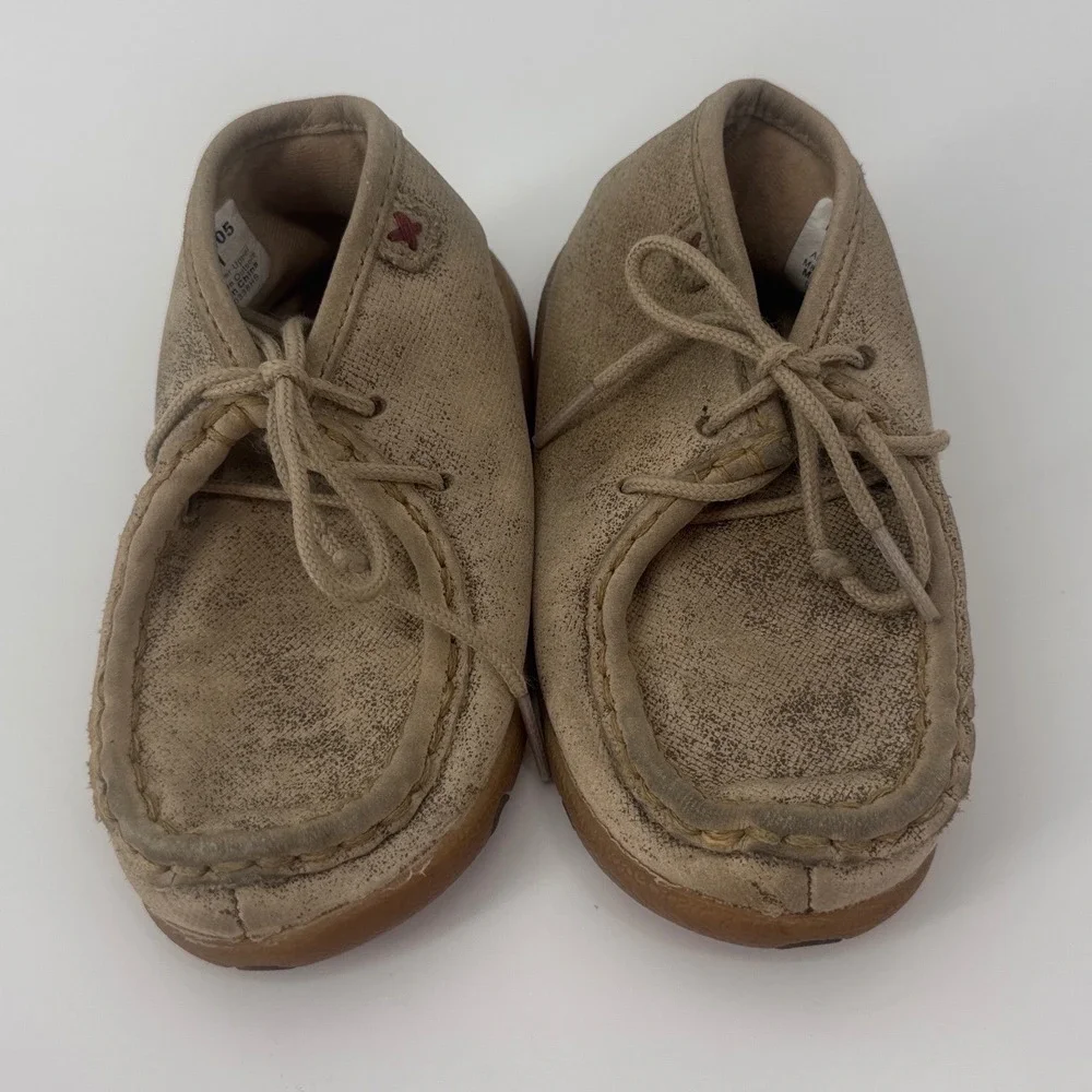Twisted X Driving Moc Kids Chukka Size 8M Tan Leather Lace Up Shoes YDM0005